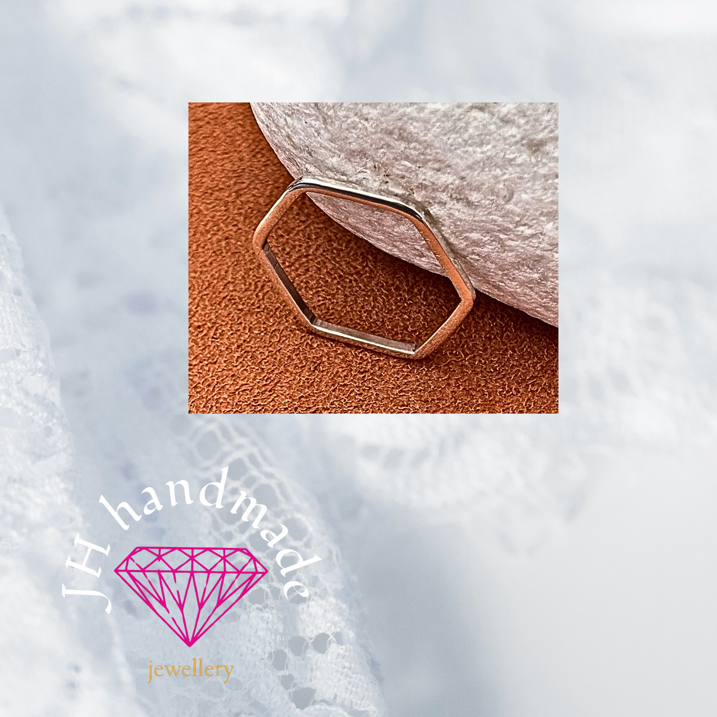 Solid Silver Hexagon Stacking Ring 1.5mm Handmade