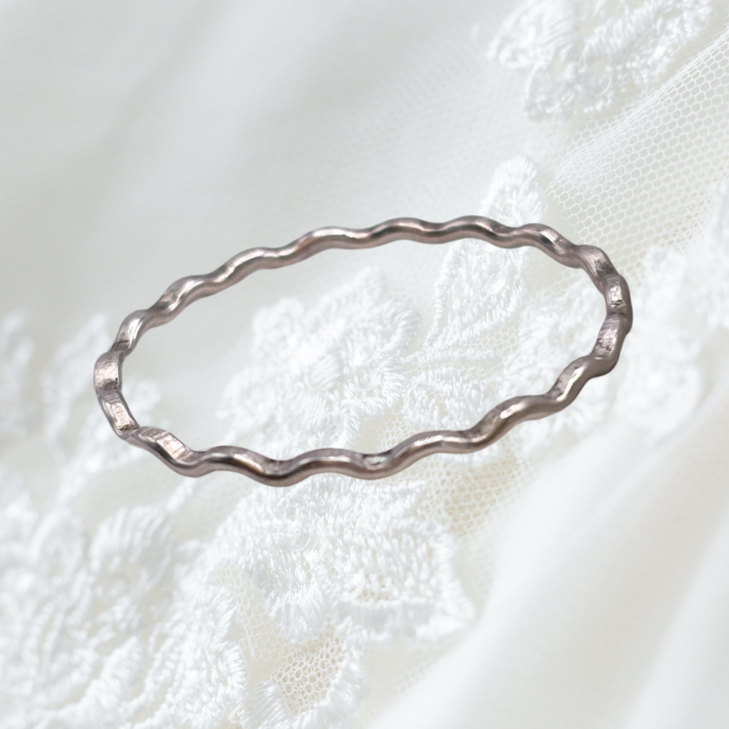Solid Silver Wave Bangle  2mm Handmade