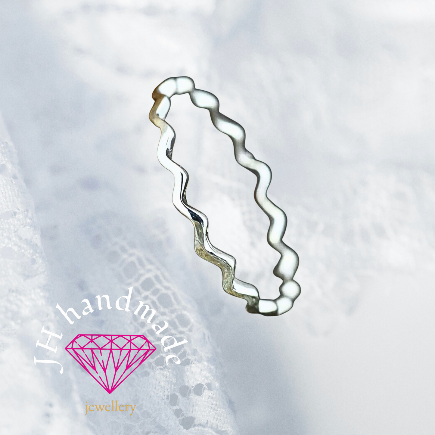 Solid Silver Wavy Stacking Ring 1.5mm Handmade