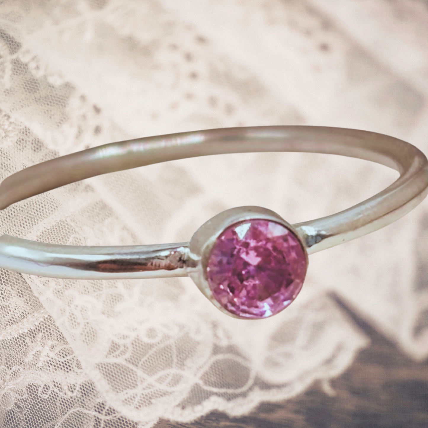 Solid Silver 3mm Birthstone Stacking Ring Handmade , Garnet, Amethyst, Aquamarine , Ruby , White Topaz , Emerald Pearl