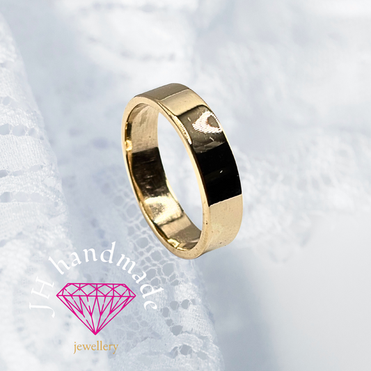 9ct Solid Gold Classic Flat Wedding  Ring Handmade