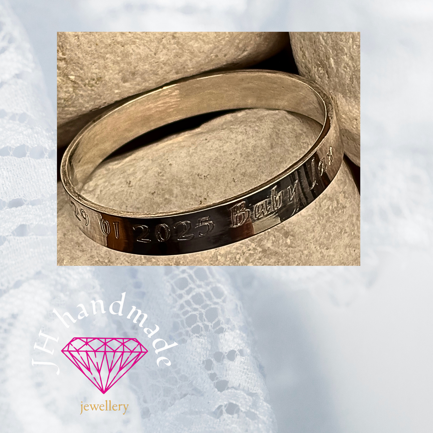 Solid Silver Custom made Baby Bangle with free Engraving
