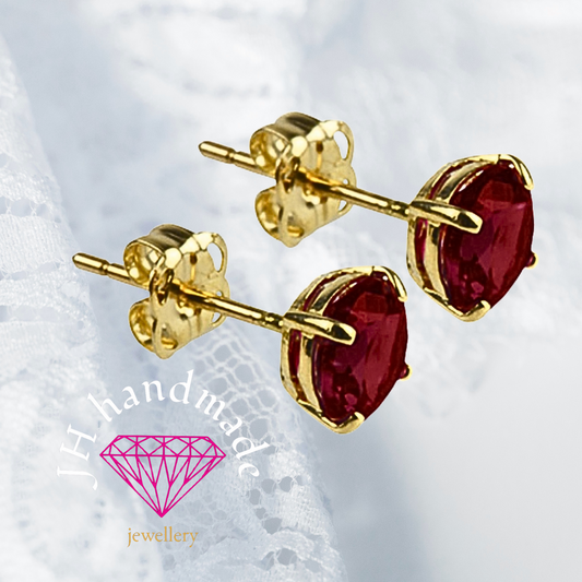 9CT Gold Garnet Stud Earrings 5mm Gemstones