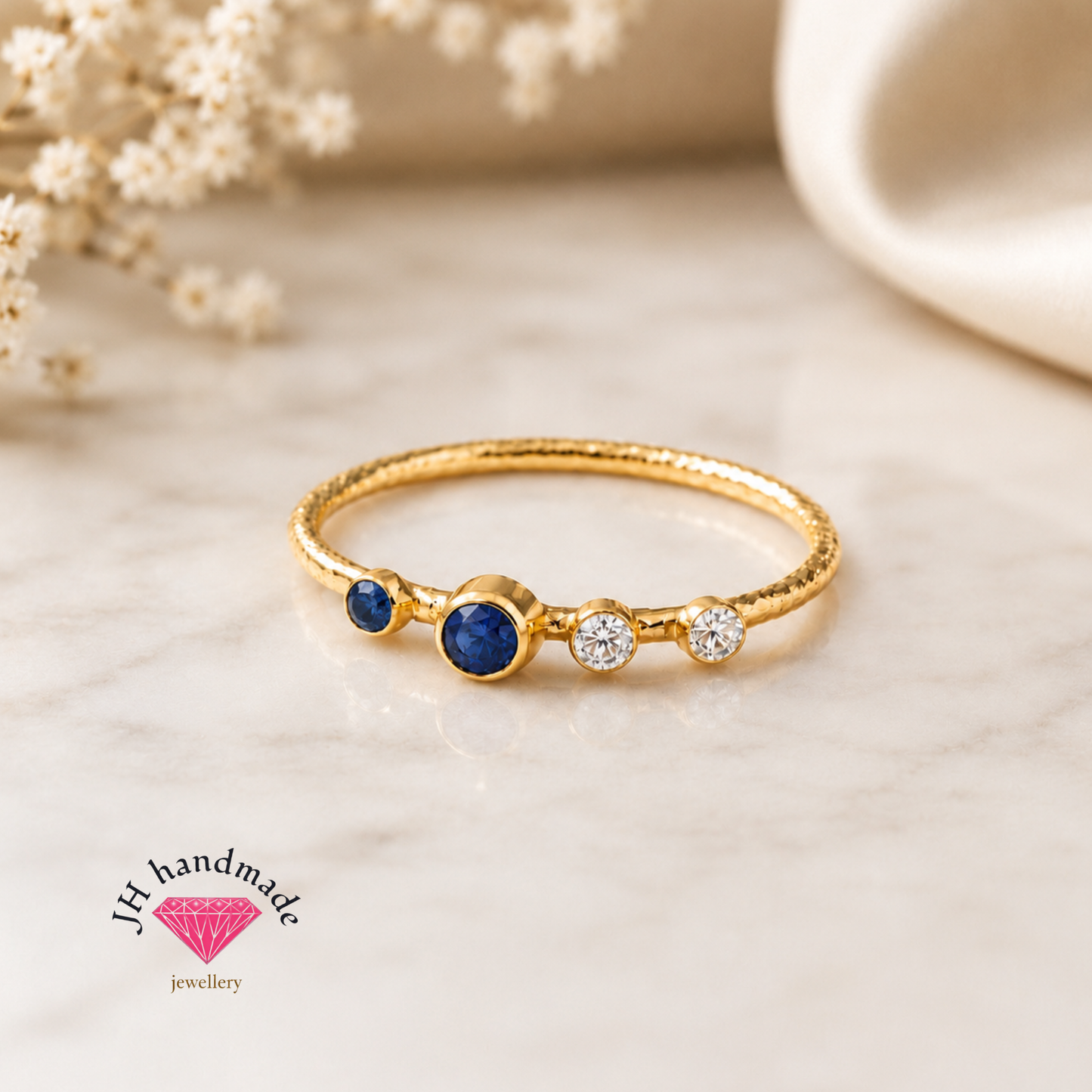 9ct solid Gold Family Birthstone Ring Custom Made