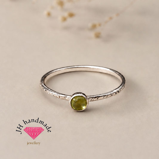 Solid Silver 3mm Birthstone Stacking Ring Handmade , Garnet, Amethyst, Aquamarine , Ruby , White Topaz , Emerald Pearl