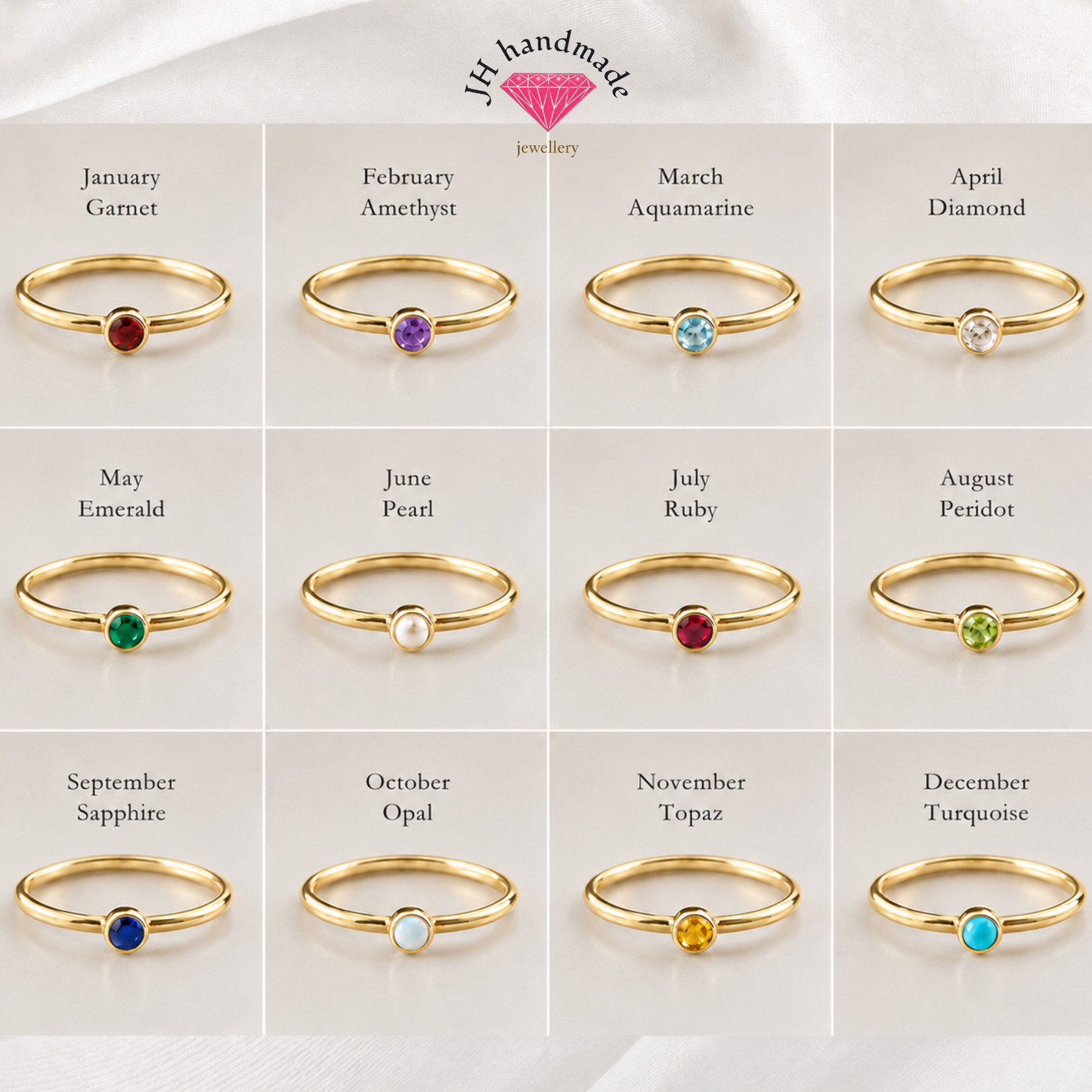 9ct Solid Gold Ruby Gemstone Stacking Ring Handmade
