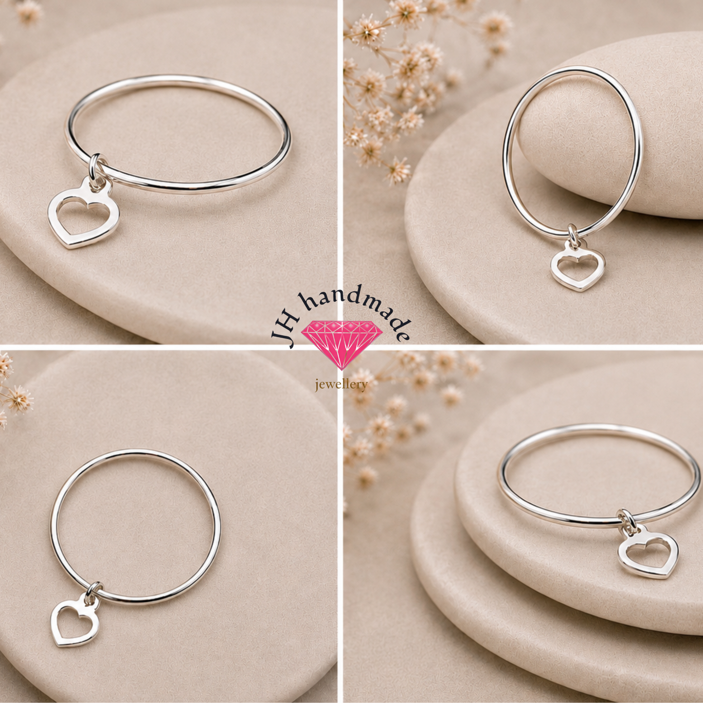 Solid Silver Charm Stacking Ring 1mm Custom Made