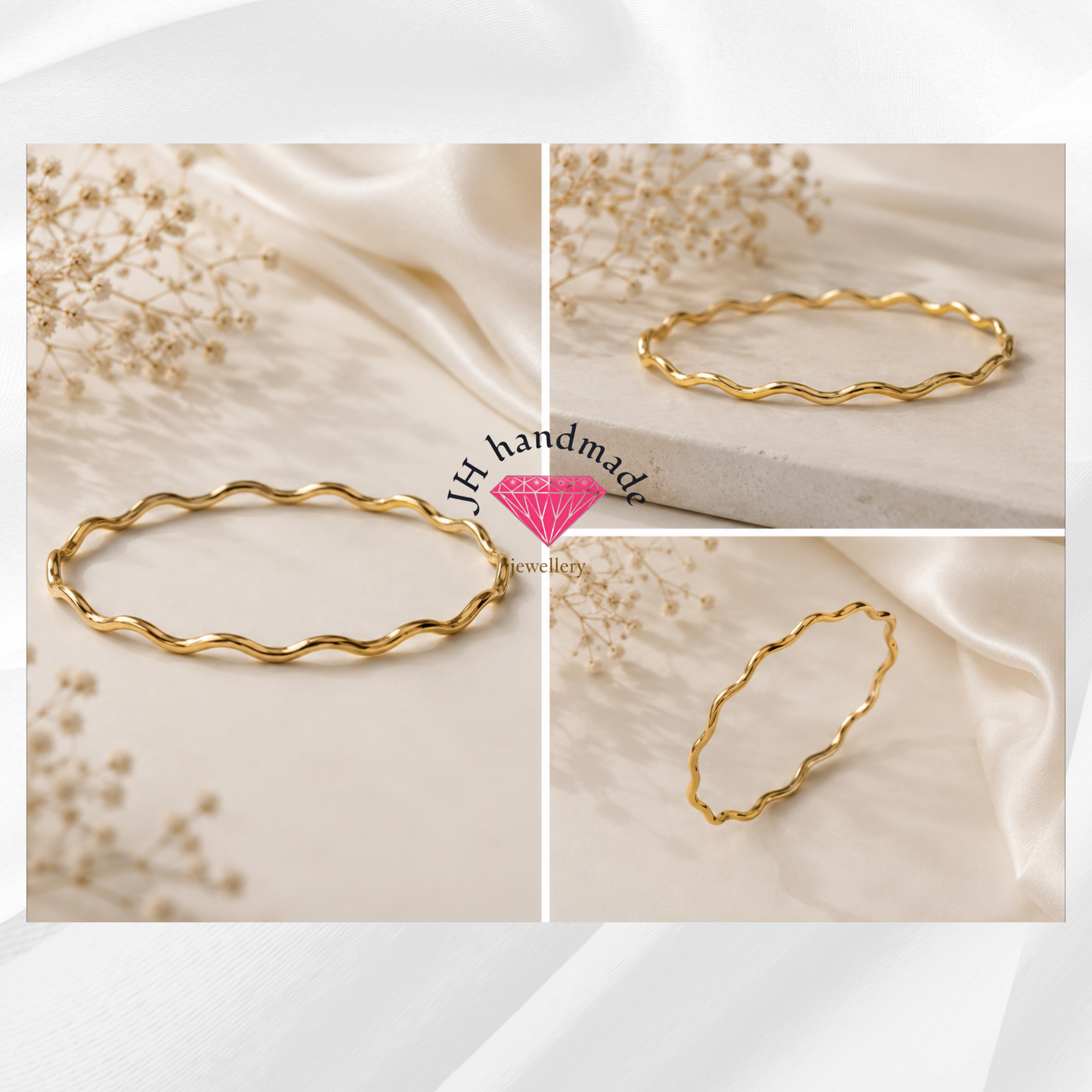 9ct Solid Gold Wave Bangle Heavy 16grams