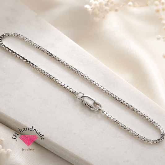 Solid Silver Box Chain Bracelet Handmade