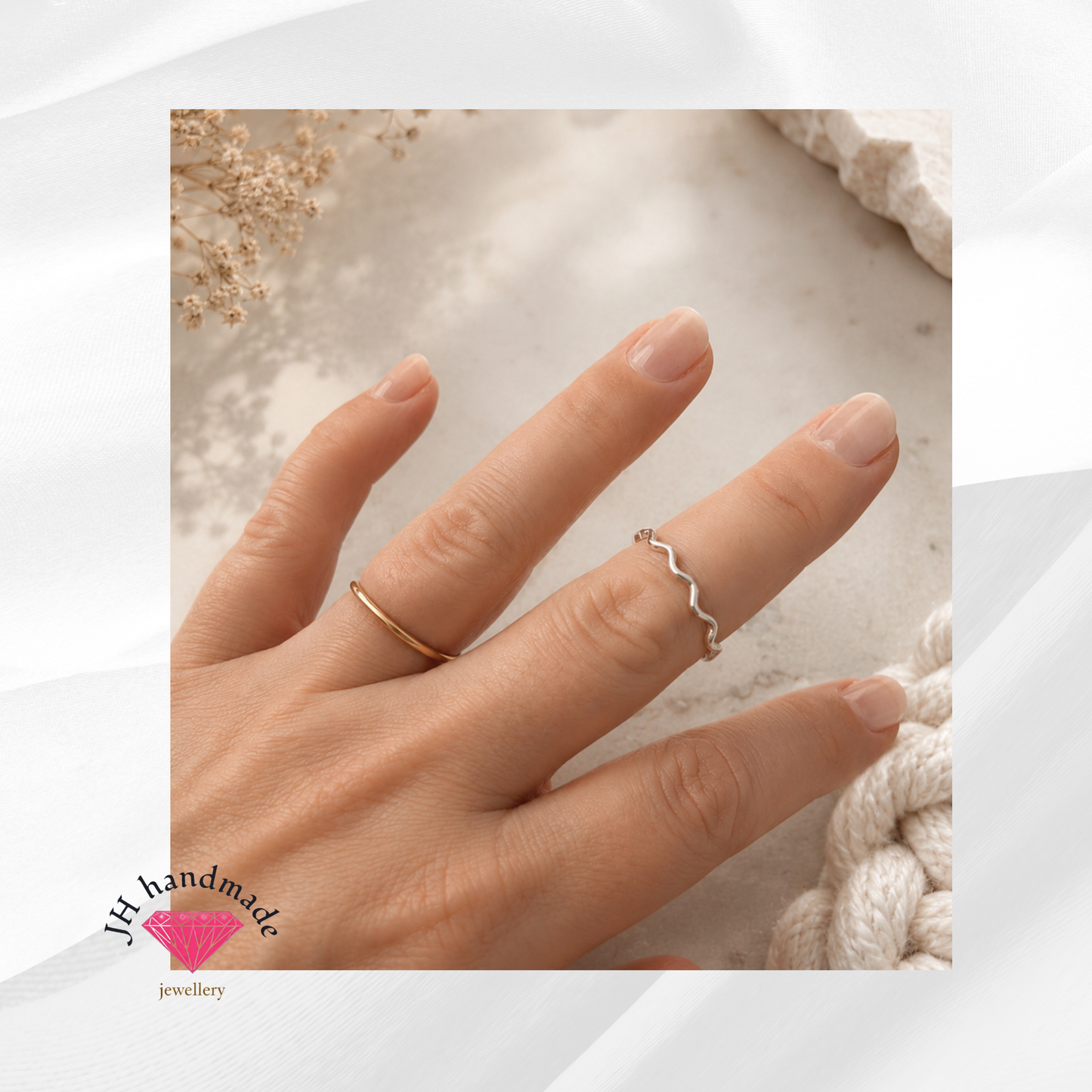 Solid Silver Wavy Stacking Ring 1.5mm Handmade