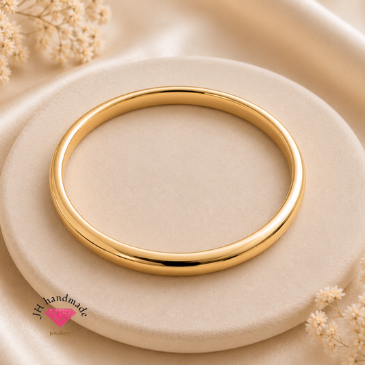 9ct Solid Gold D shape Bangle Heavy 30g 6mm width Custom made