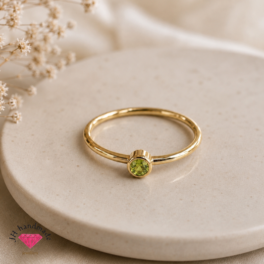 9ct Solid Gold Peridot Gemstone Stacking Ring Handmade