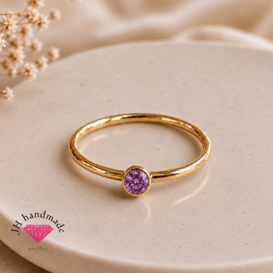 9ct Solid Gold Amethyst Gemstone Stacking Ring Handmade (Copy)
