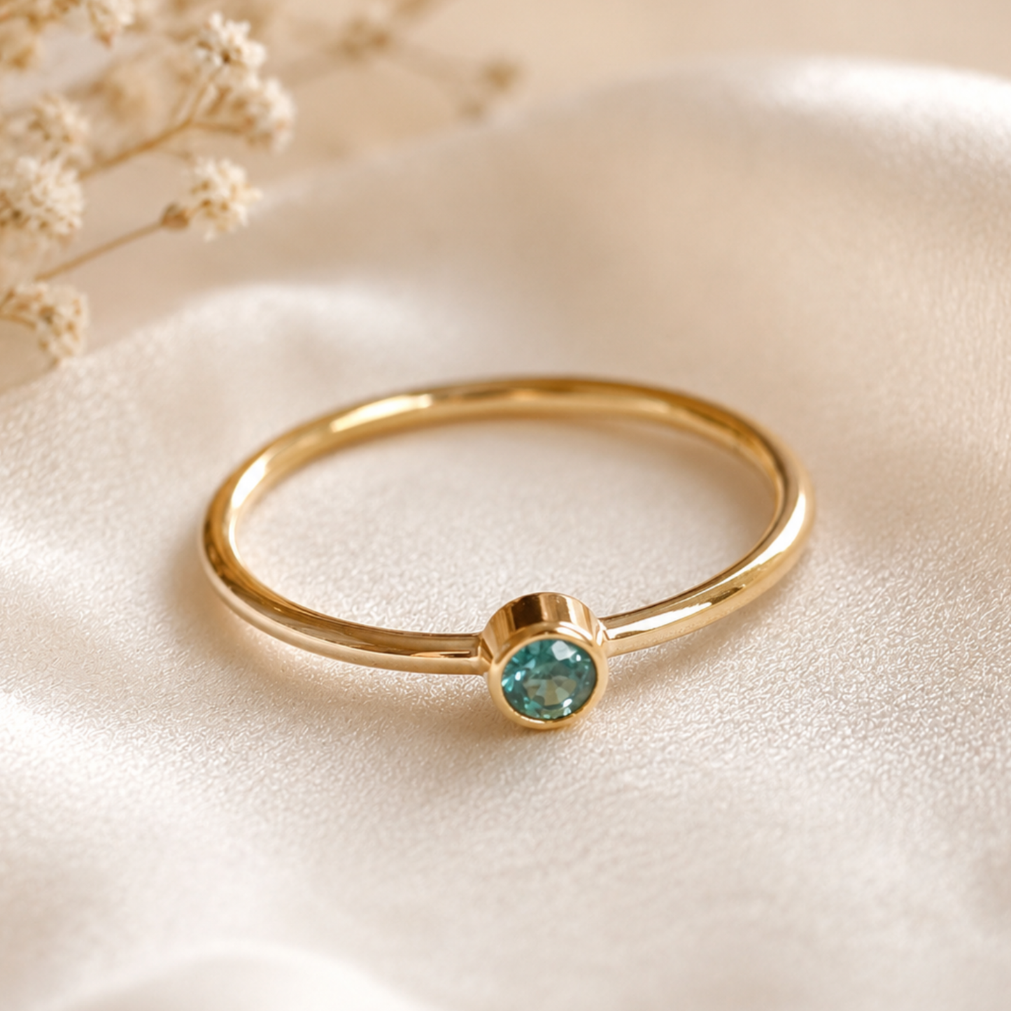 9ct Solid Gold Emerald Gemstone Stacking Ring Handmade