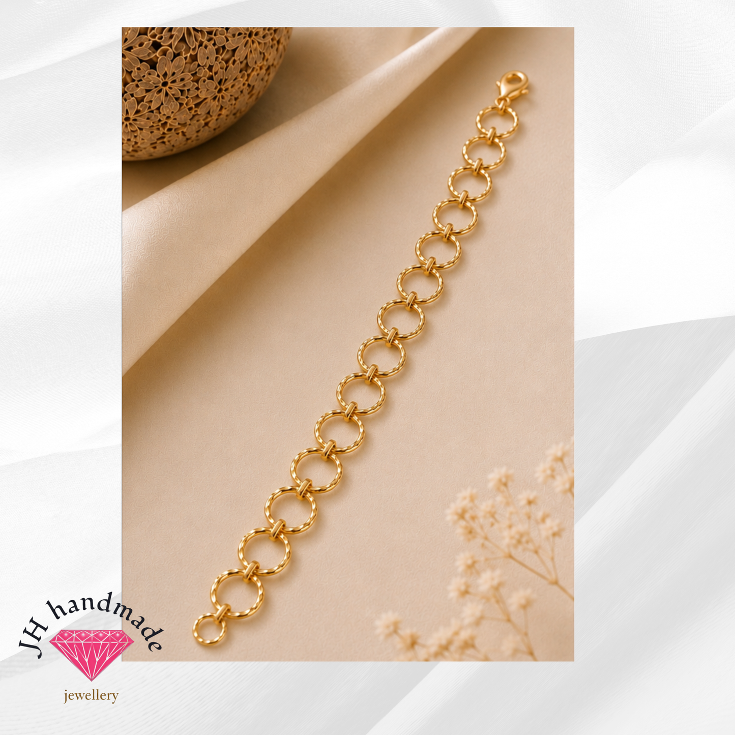 9CT Solid Gold Heritage Circle Bracelet Custom Made Fully Hallmarked