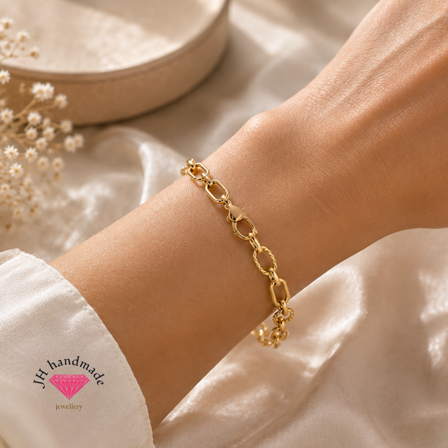 9CT Solid Gold Unity Link Bracelet Custom Made Fully Hallmarked