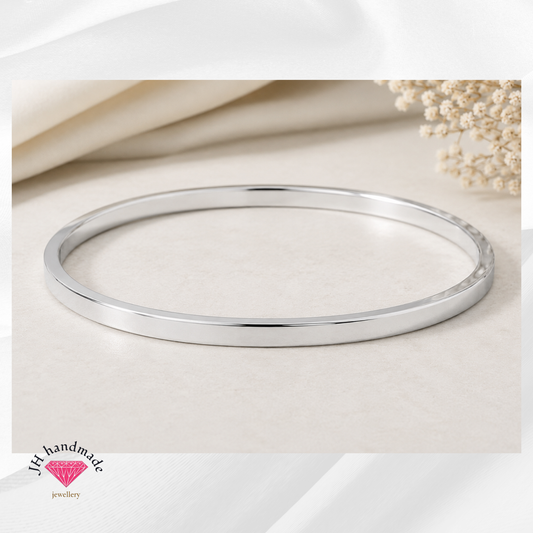 Solid Silver Square Edge Bangle 2mm Handmade