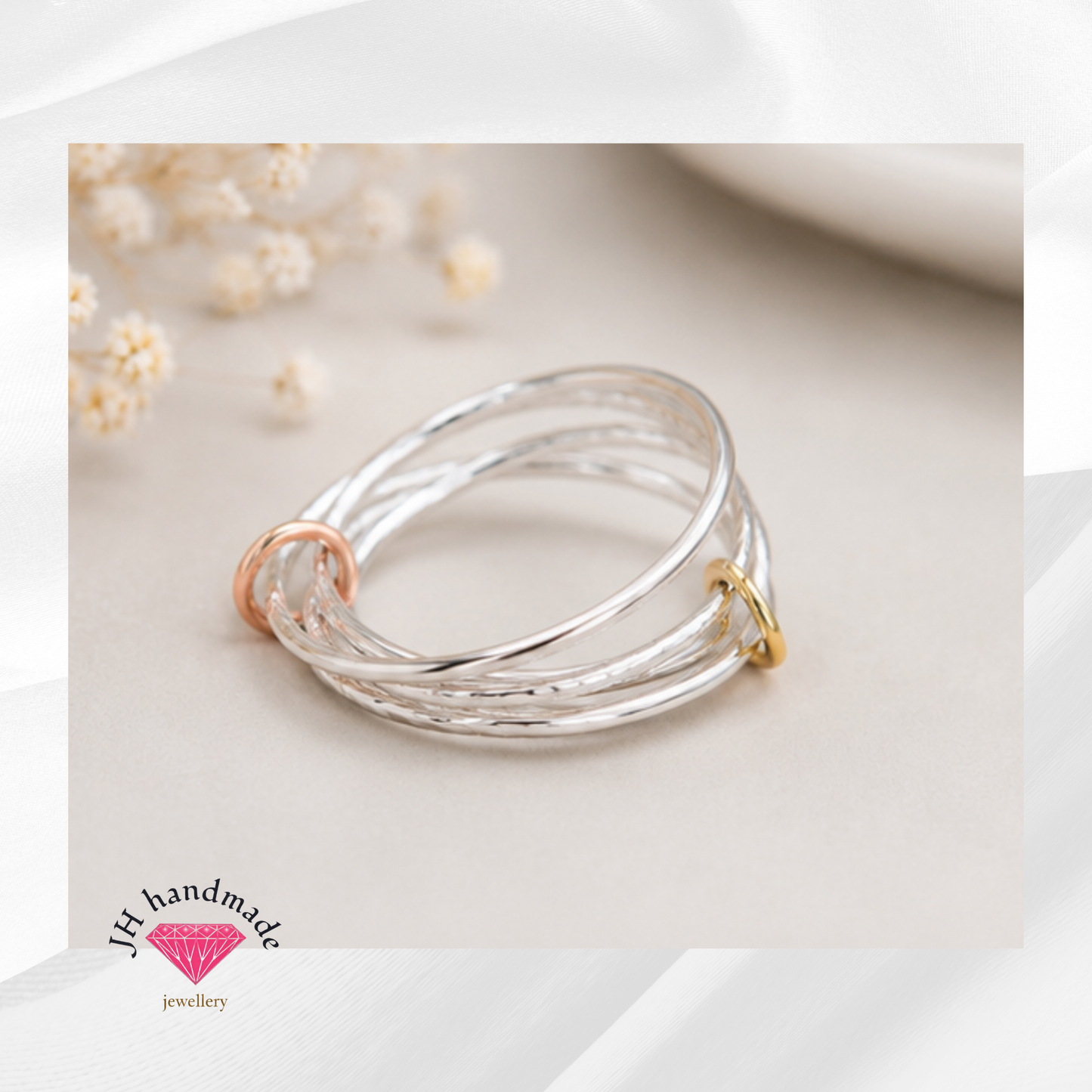 9ct solid Gold and Silver Triple Ring set