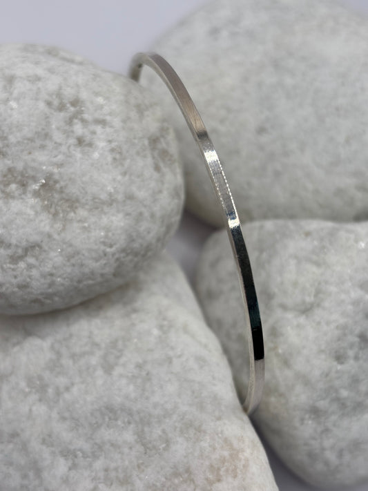 Solid Silver Square Edge Bangle 2mm Handmade