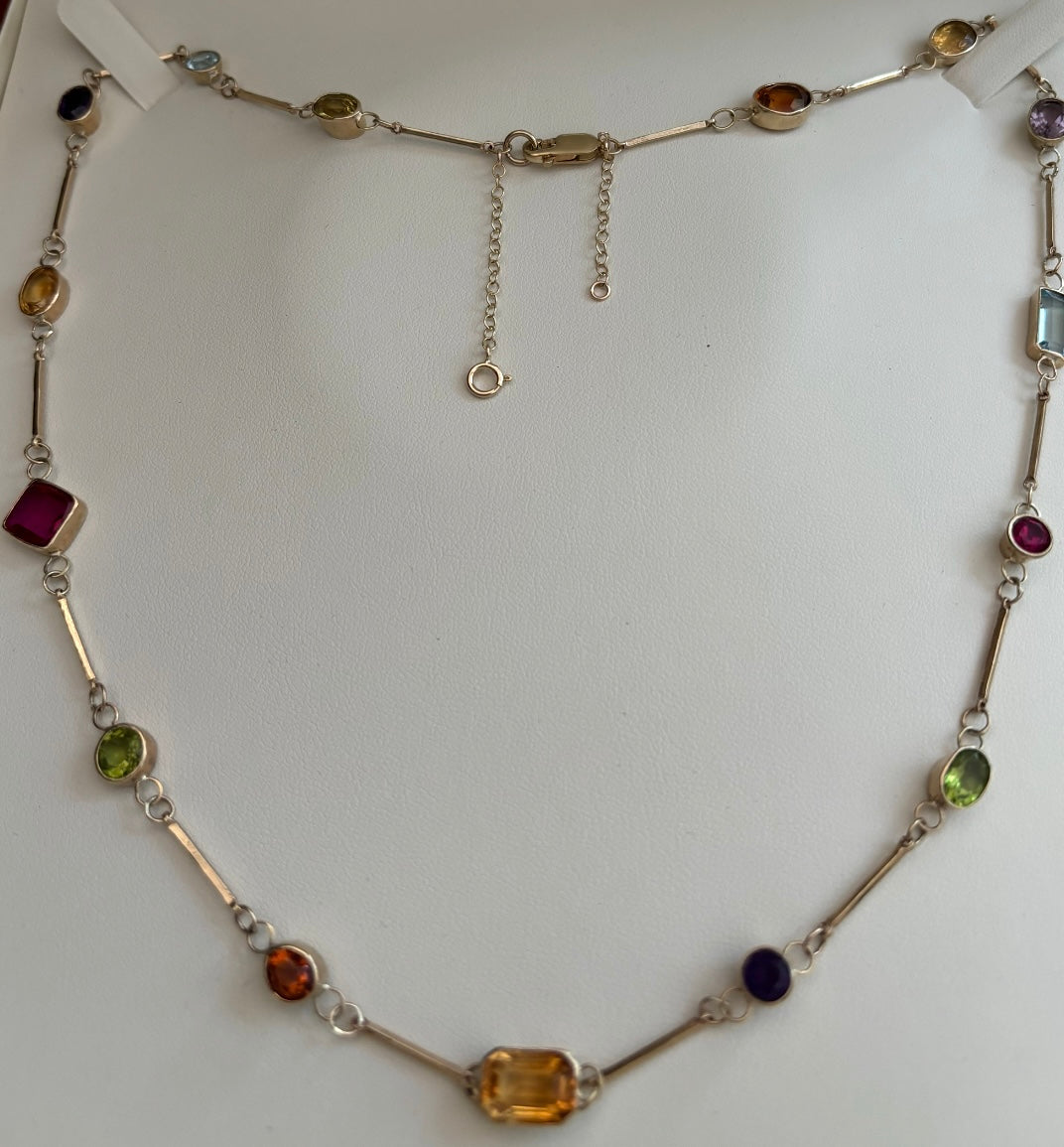 9ct Solid Gold Gemstone Necklace Handmade