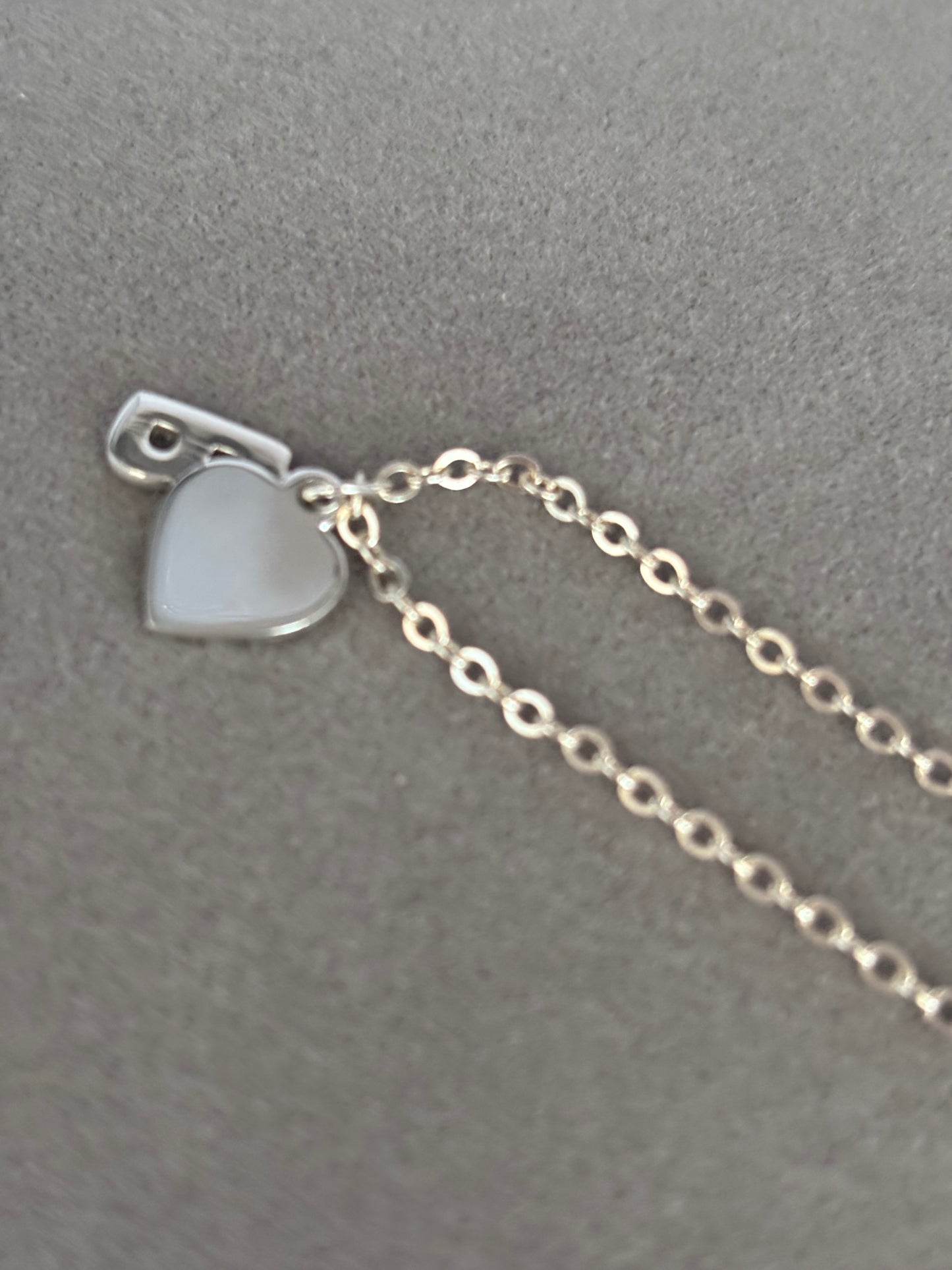 Solid Silver Ankle Bracelet with Initial and Heart Charm