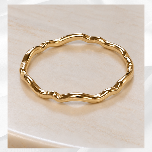 9ct Solid Gold Wave Stacking / wedding Ring 1.5mm Handmade