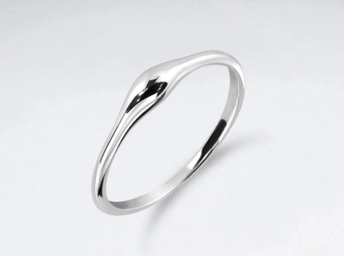 Solid silver Pebble Ring 1.5mm Band