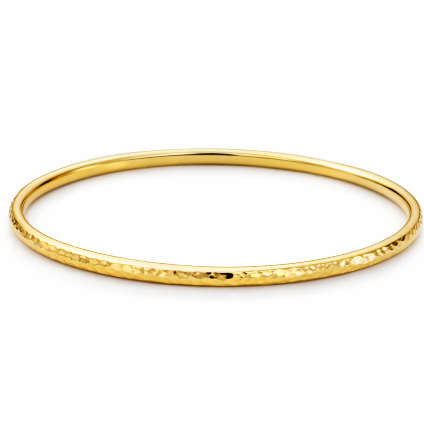 9ct Solid Gold Bangle Handmade Heavy 3mm 14grams Hammered design
