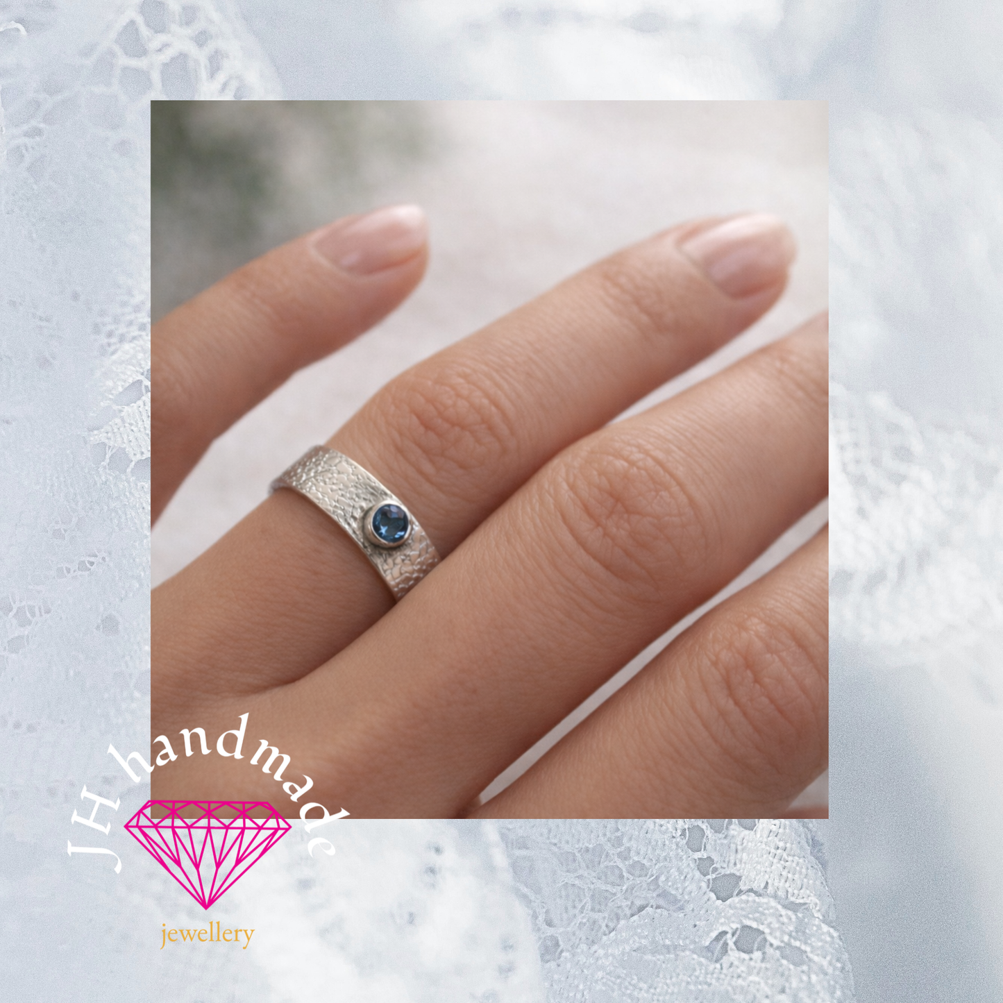 Solid Silver Aquamarine Ring Handmade