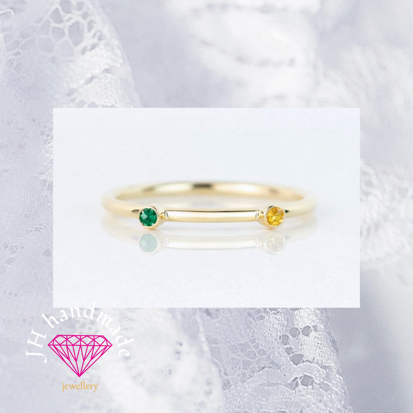 9ct Solid Gold Gemstone Stacking Ring Set Custom Made