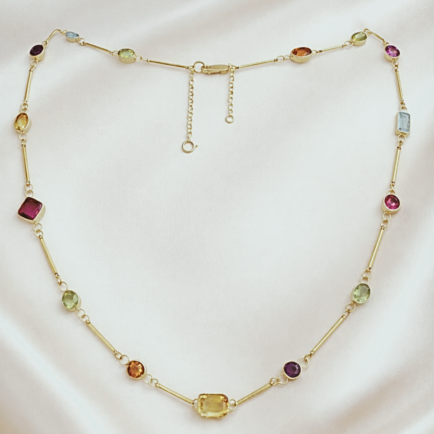 9ct Solid Gold Gemstone Necklace Handmade