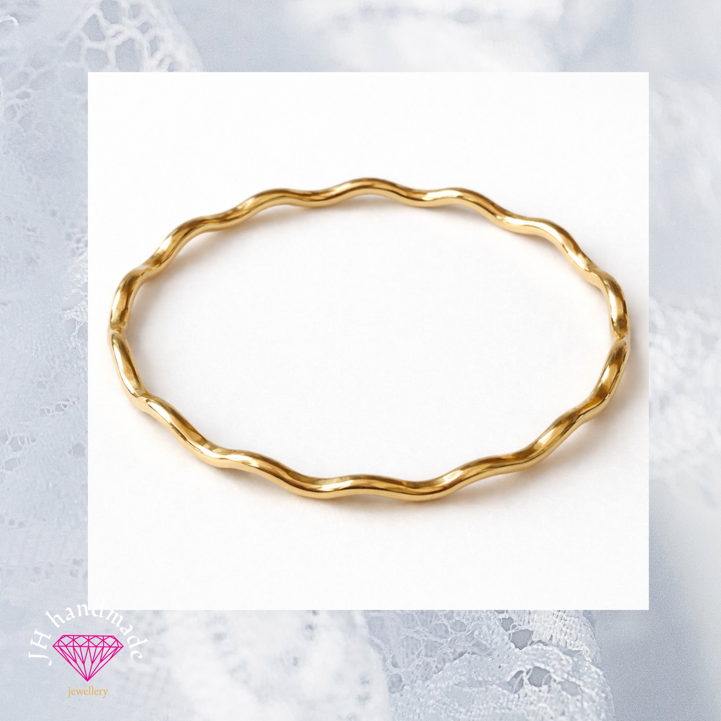 9ct Solid Gold Wave Bangle Heavy 16grams
