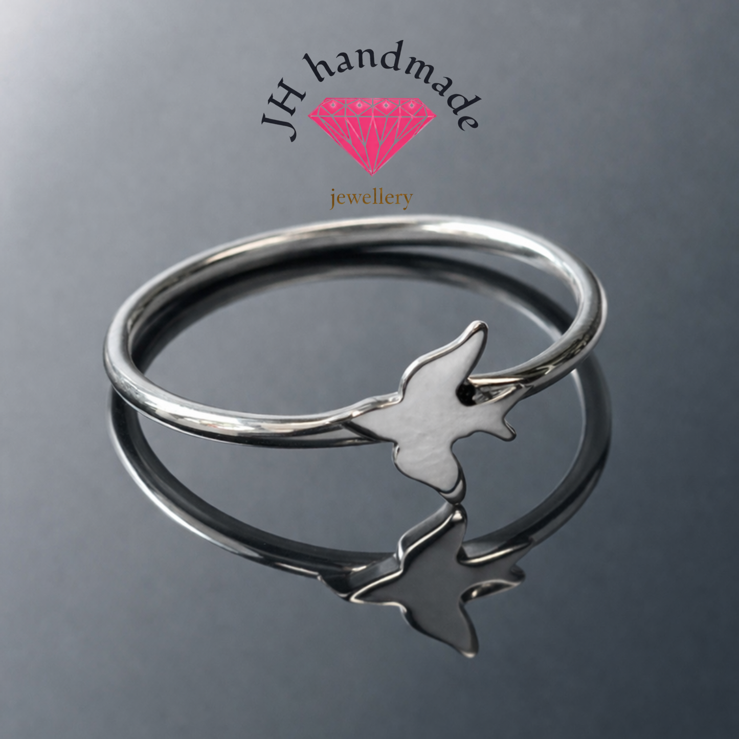 Solid Silver Bird Stacking Ring 1.5mm custom made minimalist design