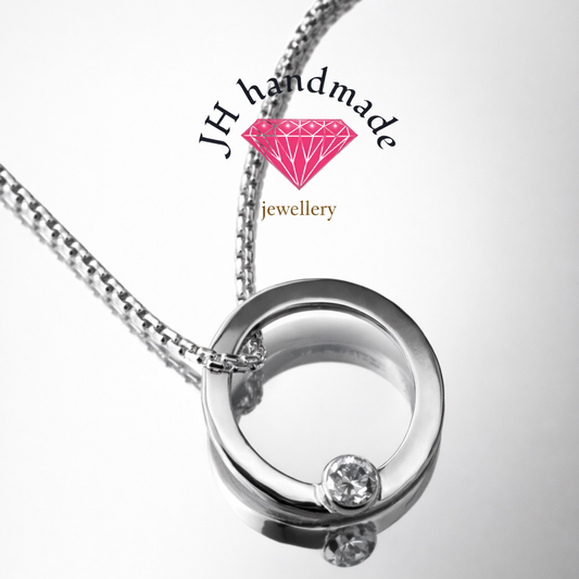 Solid Silver Halo Birthstone pendant and chain custom made