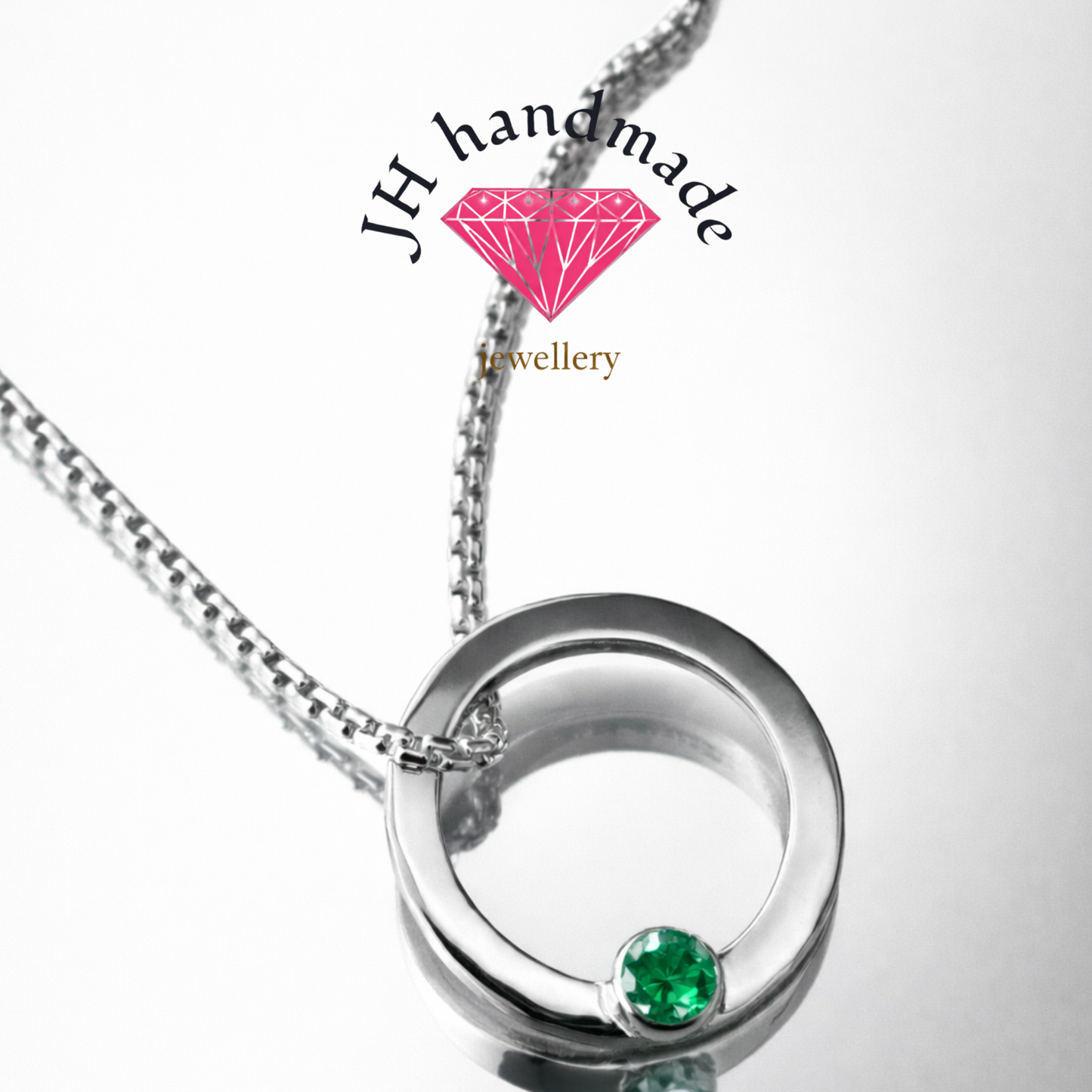 Solid Silver Halo Birthstone pendant and chain custom made