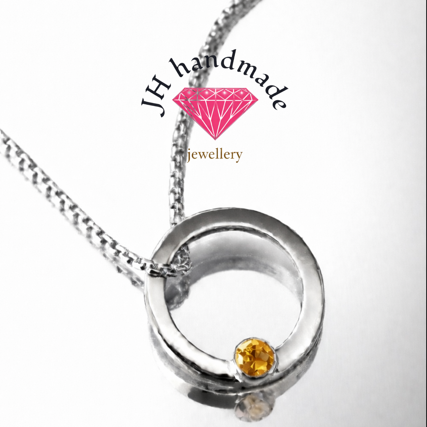 Solid Silver Halo Birthstone pendant and chain custom made