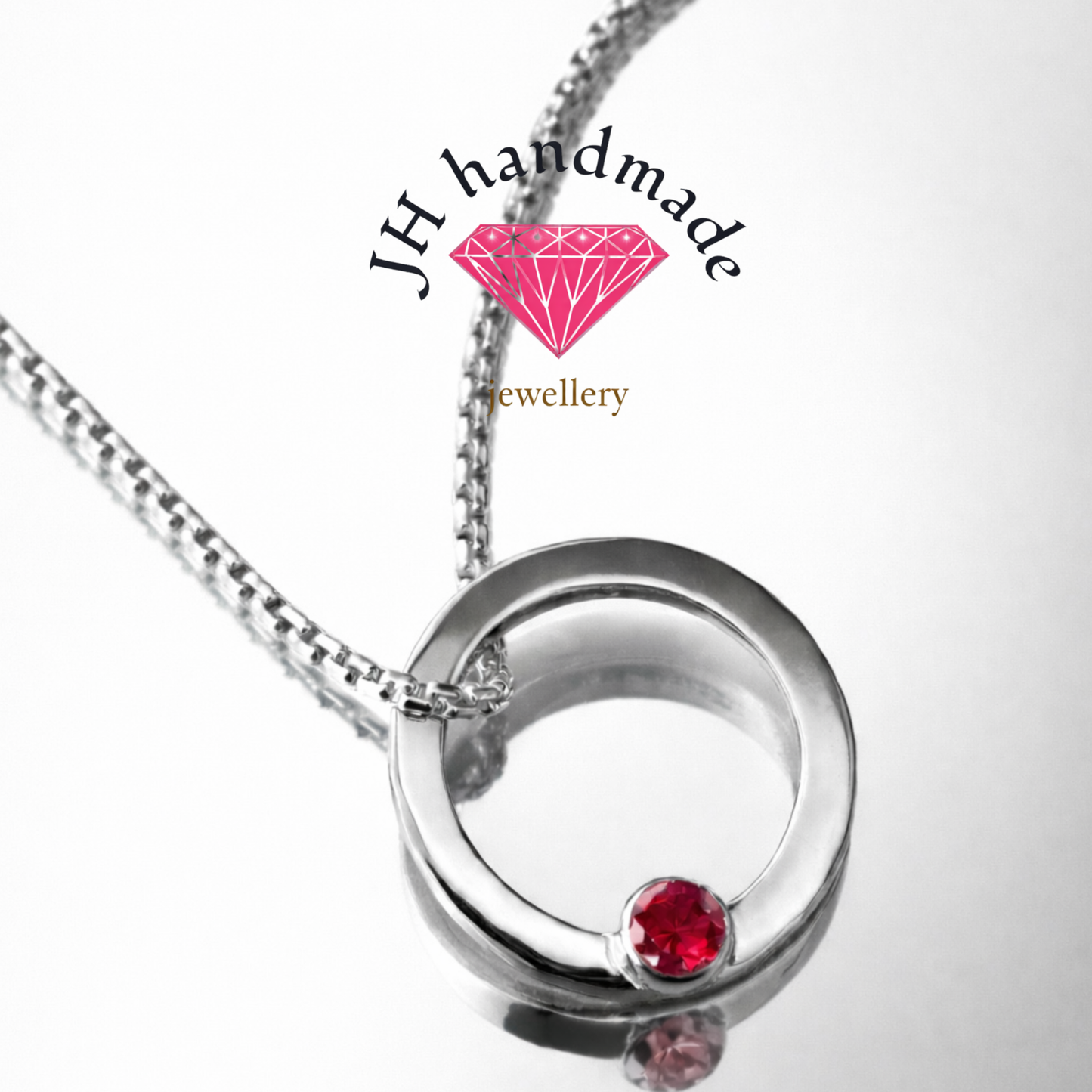 Solid Silver Halo Birthstone pendant and chain custom made