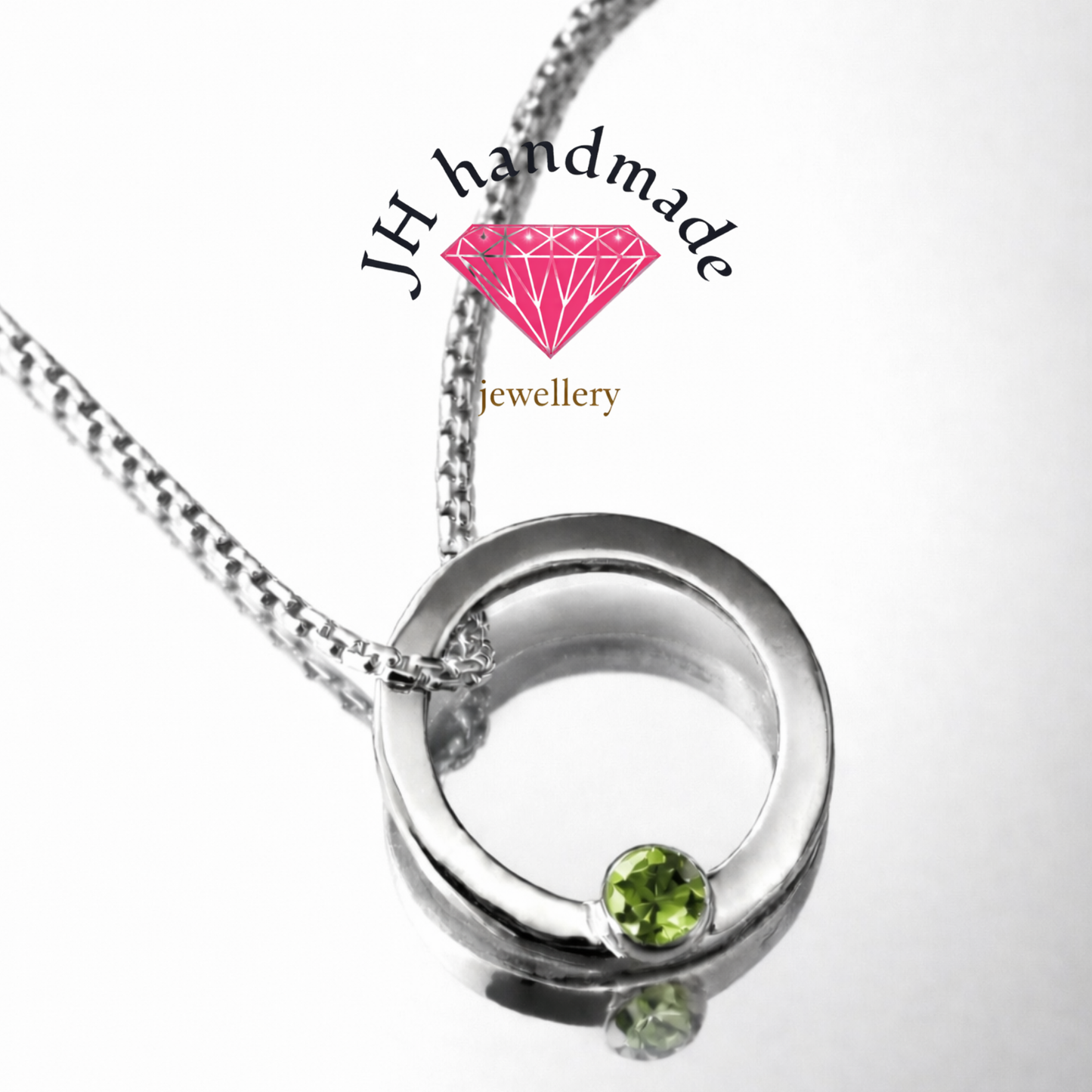 Solid Silver Halo Birthstone pendant and chain custom made