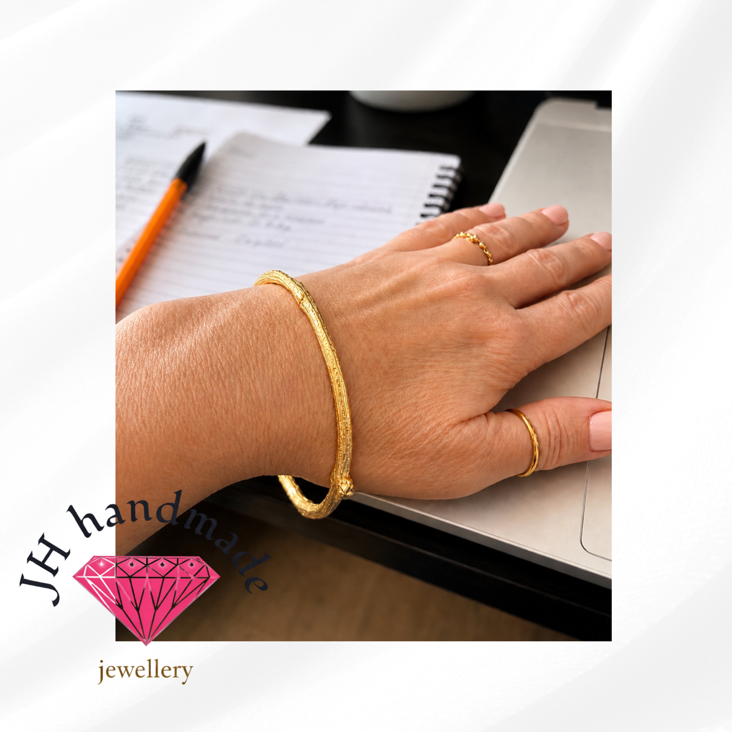 9ct Solid Gold Branch Bangle Heavy 22 grams Custom made