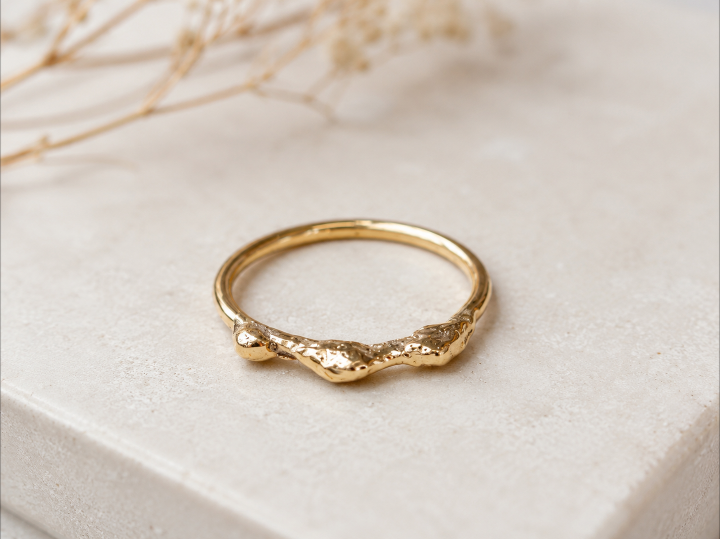 9ct Solid Gold Molten Nugget Ring