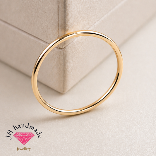 9ct Solid Gold plain Stacking Ring 1mm Handmade
