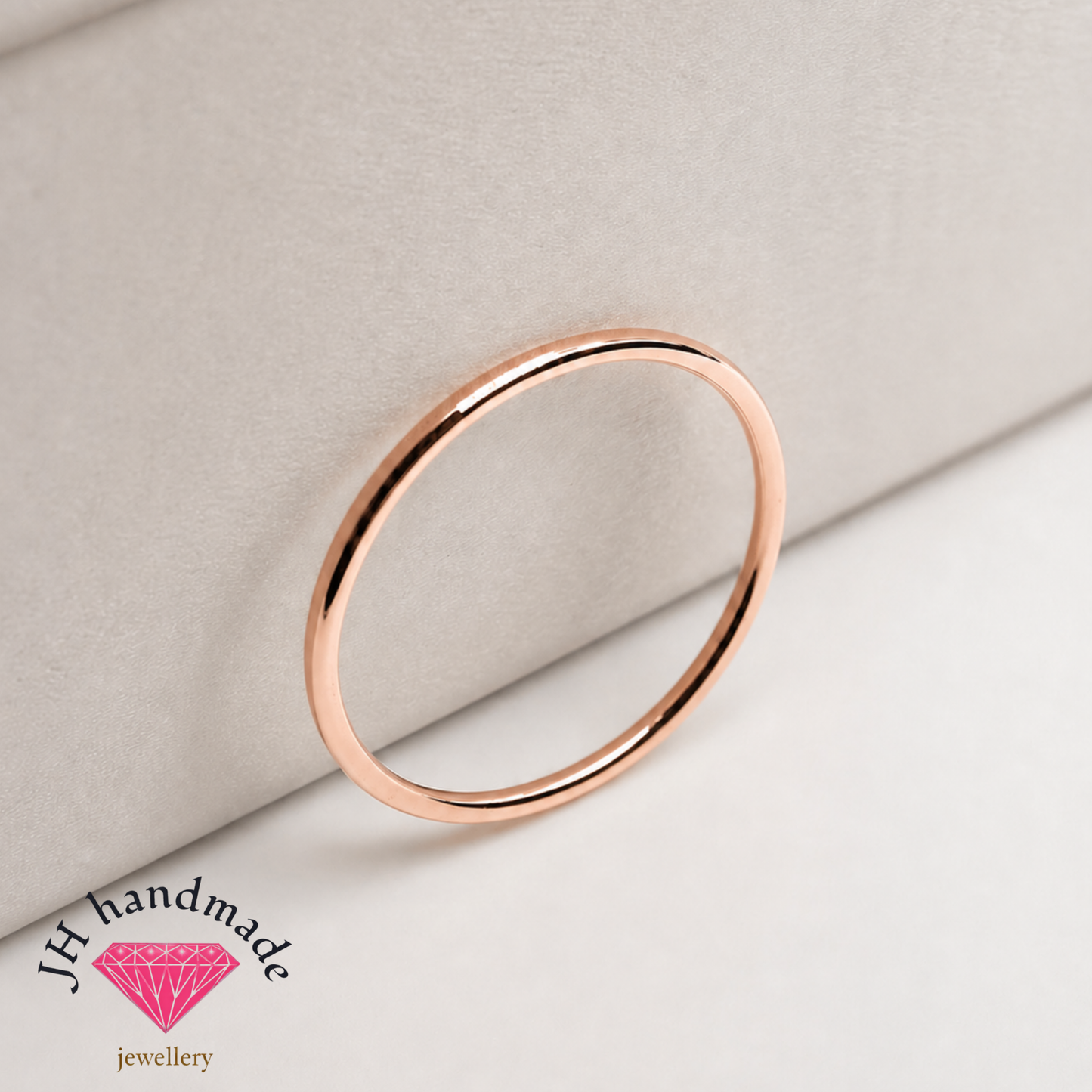 9ct Solid Gold plain Stacking Ring 1mm Handmade