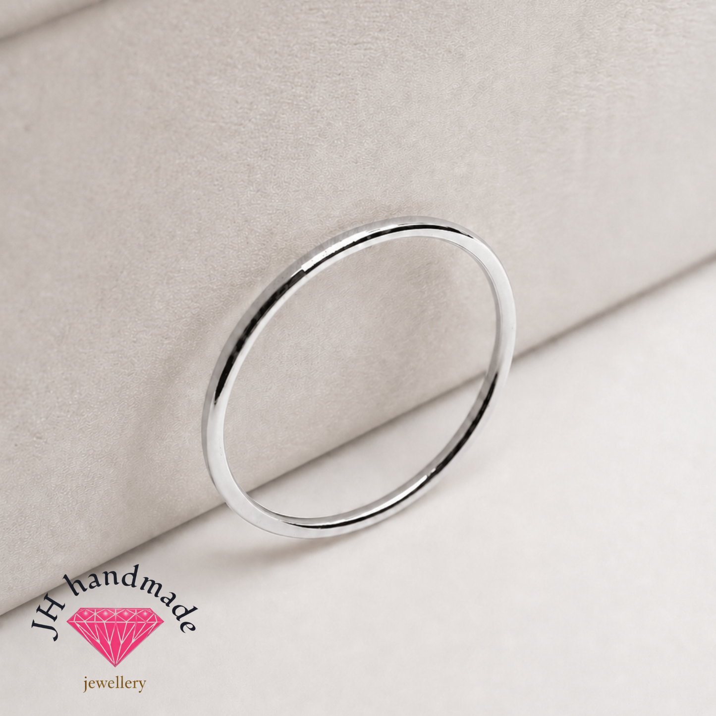 9ct Solid Gold plain Stacking Ring 1mm Handmade
